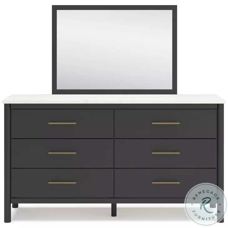 Cadmori Black And White Upholstered Panel Bedroom Set