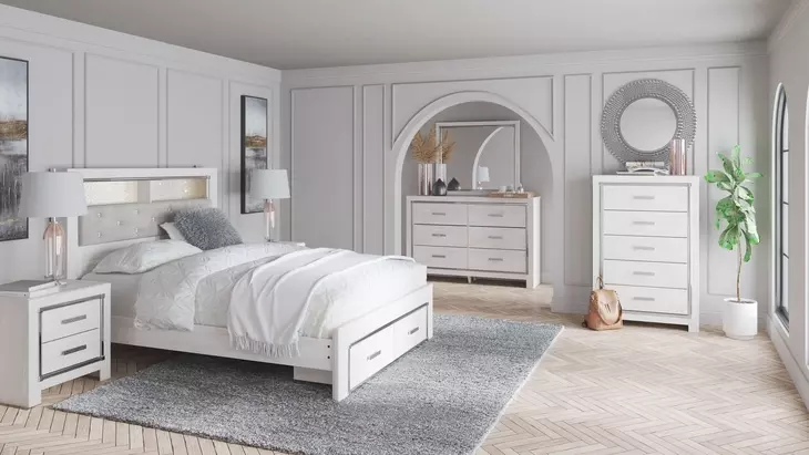 Altyra White Bookcase Storage Bedroom Set