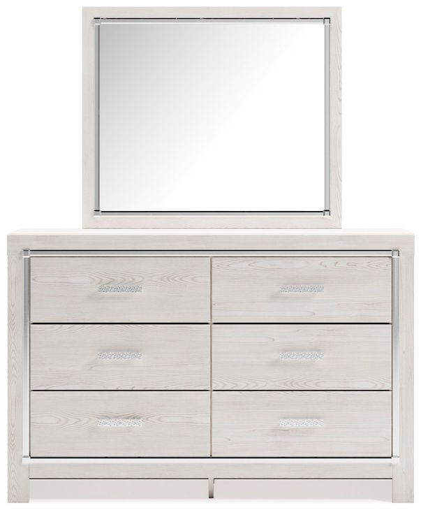 Altyra White 6 Drawer Dresser and Rectangular Mirror