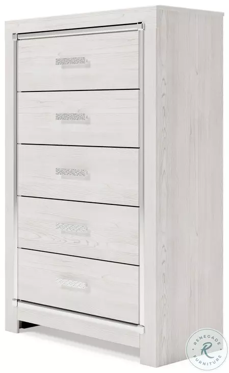 Altyra White and Gray Upholstered Storage Panel Bedroom Set with LED