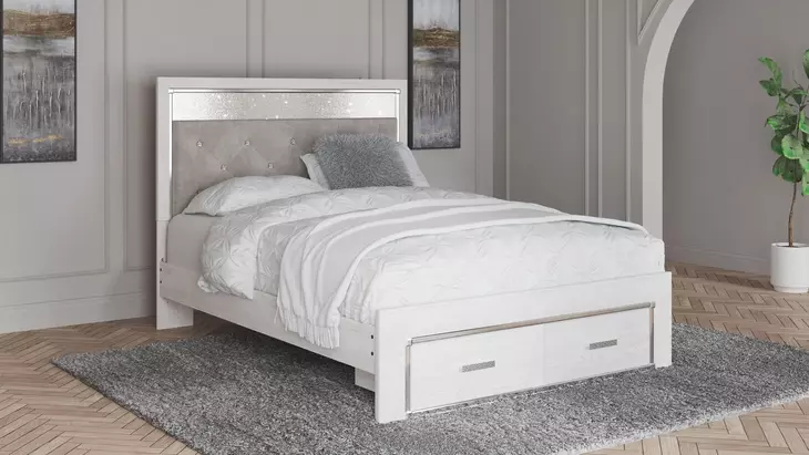 Altyra White Queen Platform Storage Bed