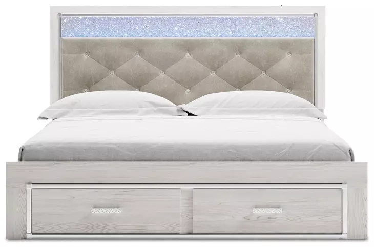 Altyra White King Platform Storage Bed