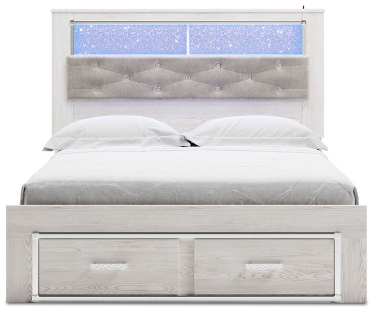 Altyra White Queen Bookcase Storage Bed