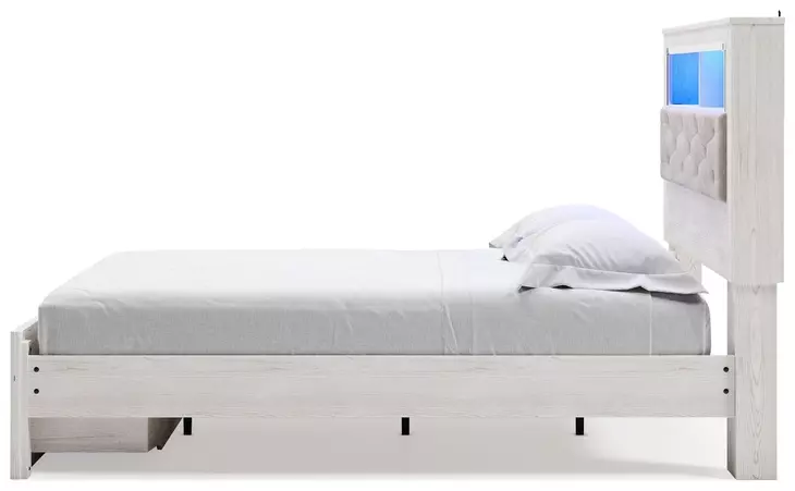 Altyra White Queen Bookcase Storage Bed