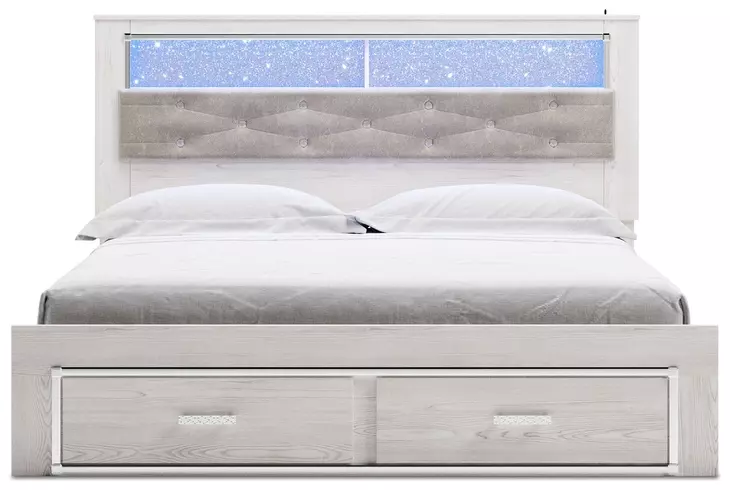 Altyra White King Bookcase Storage Bed