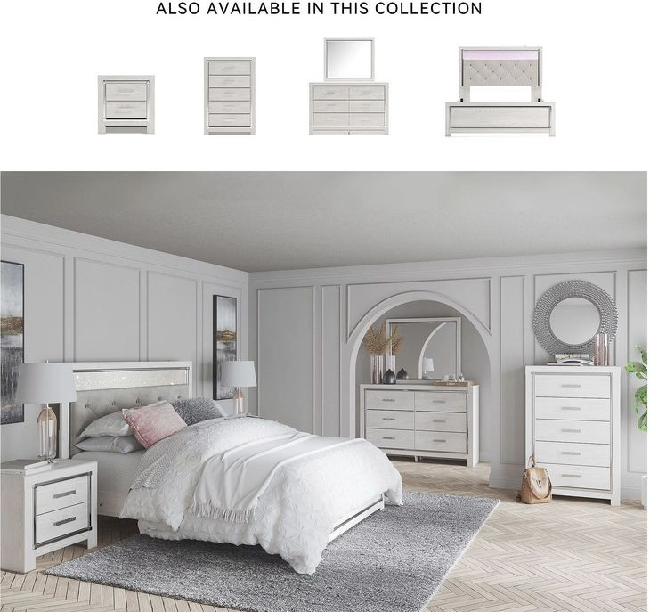 Altyra White Queen Upholstered Panel Bed