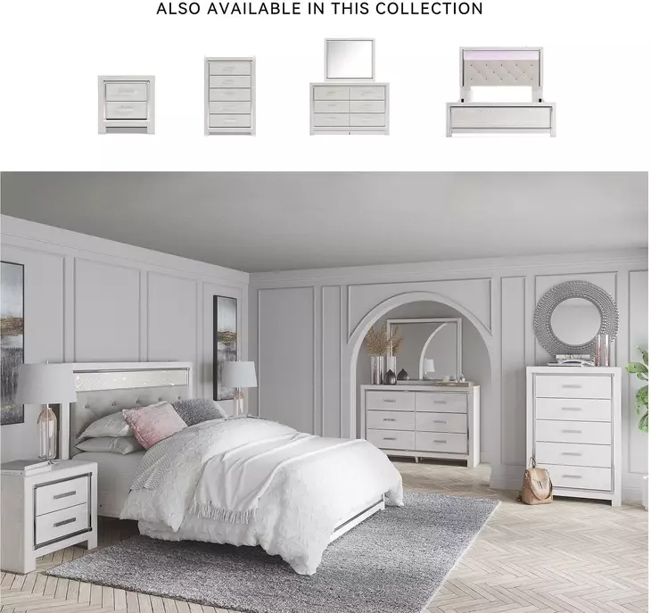 Altyra White Queen Upholstered Panel Bed