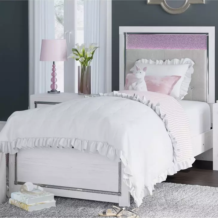 Altyra White Twin Upholstered Panel Bed