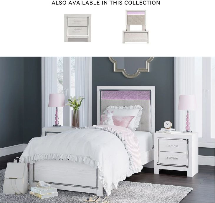 Altyra White Twin Upholstered Panel Bed