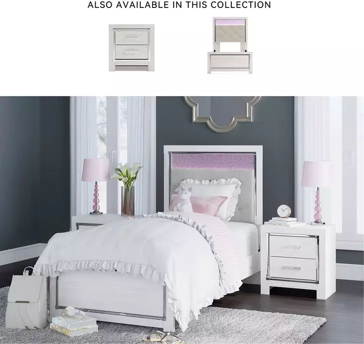 Altyra White Twin Upholstered Panel Bed