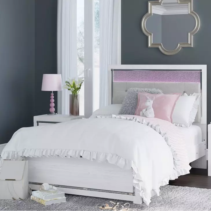 Altyra White Full Upholstered Panel Bed