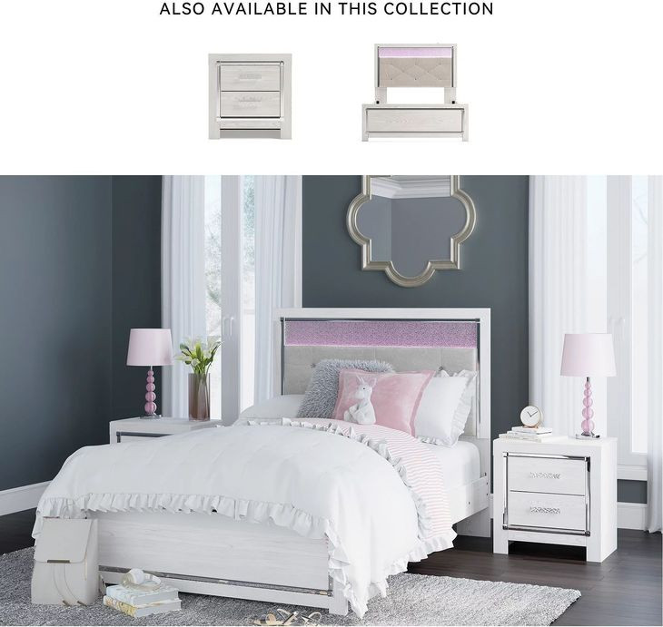 Altyra White Full Upholstered Panel Bed