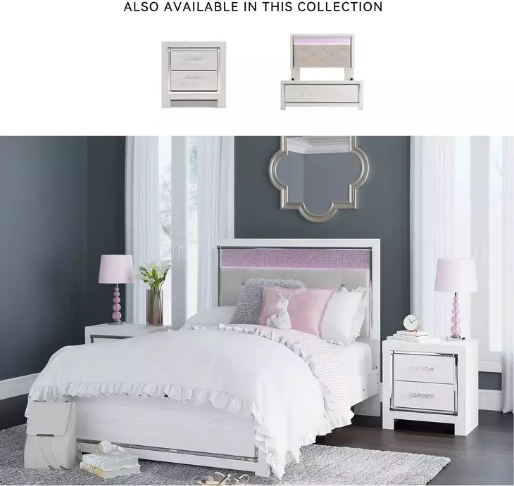Altyra White Full Upholstered Panel Bed