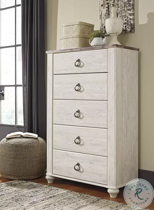 Ashley furniture ホワイト タンス 5段 Signature DESIGN BY ASHLEY Hallityn White 5 Drawer 31.61 in