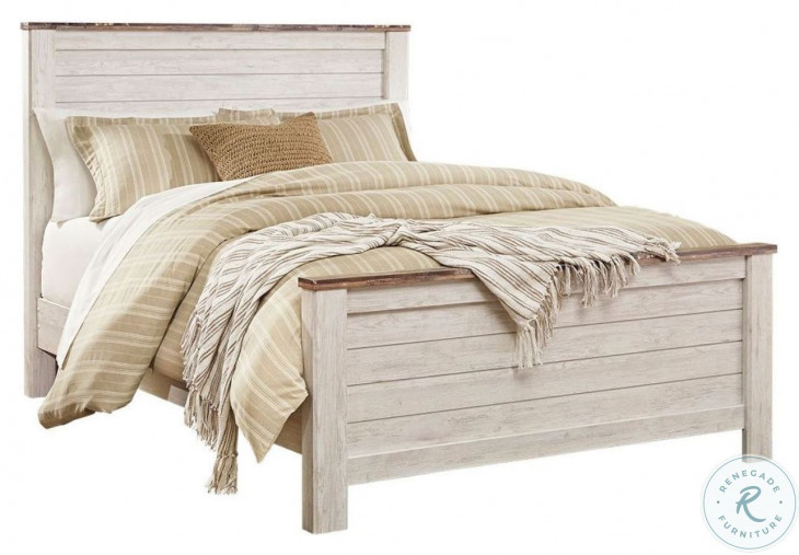 Willowton Whitewash Queen Panel Bed from Ashley | Coleman Furniture