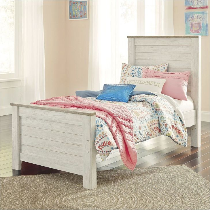 Willowton Whitewash Twin Panel Bed