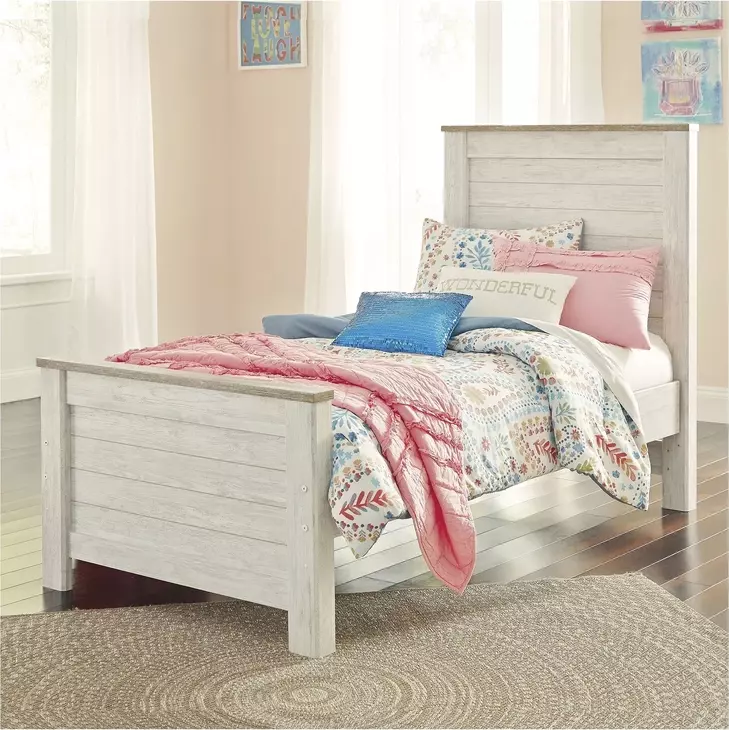 Willowton Whitewash Twin Panel Bed