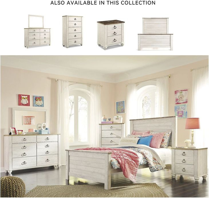 Willowton Whitewash Full Panel Bed