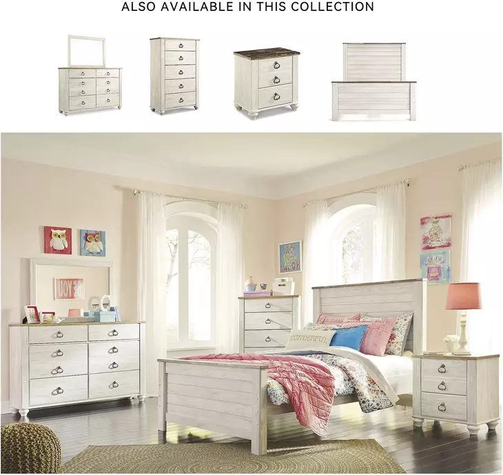 Willowton Whitewash Full Panel Bed