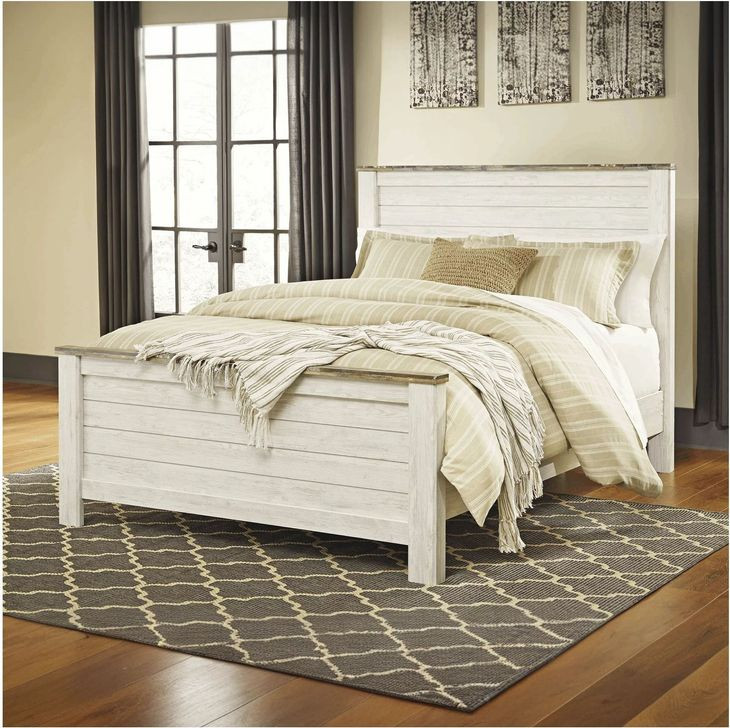 Willowton Whitewash Queen Panel Bed