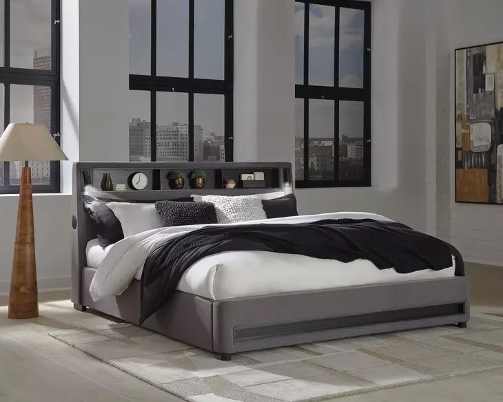 Wronske Gray California King Upholstered Bed