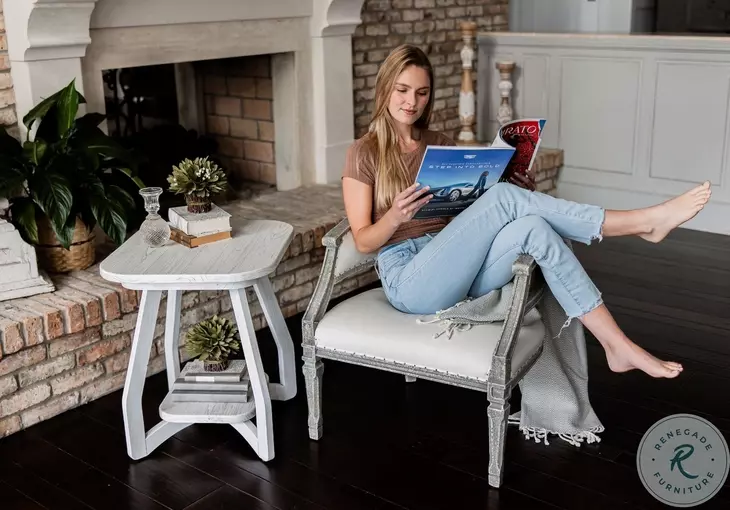 Bay Harbor Distressed White Rectangular End Table