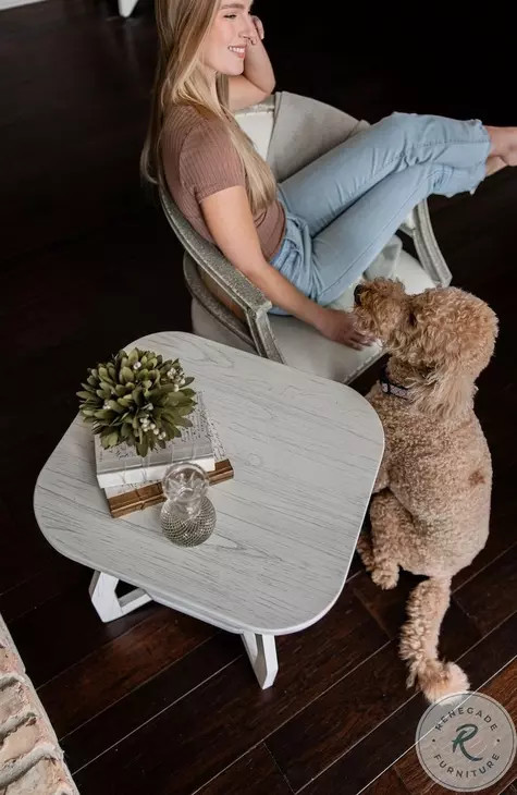 Bay Harbor Distressed White Rectangular End Table