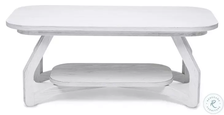 Bay Harbor Distressed White Rectangular Coffee Table