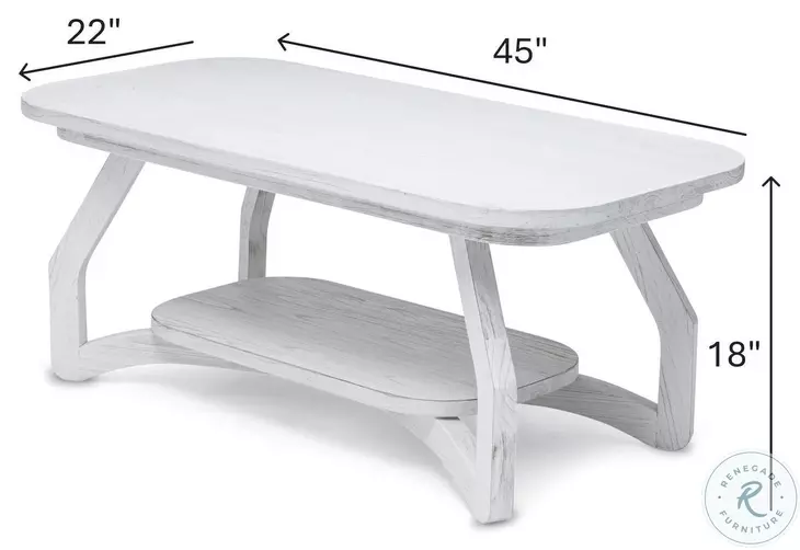 Bay Harbor Distressed White Rectangular Coffee Table