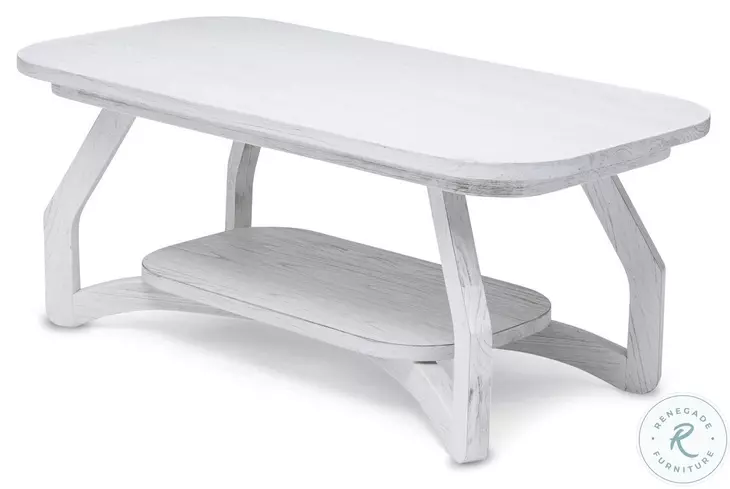 Bay Harbor Distressed White Rectangular Coffee Table