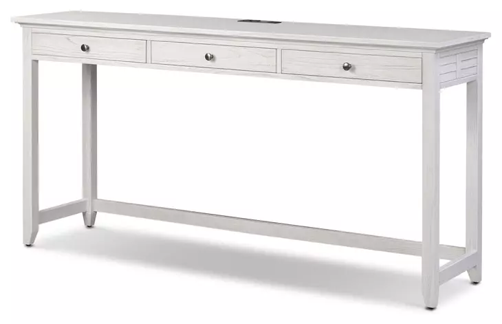 Surfside Weathered White Rectangular Console Table with USB Charging