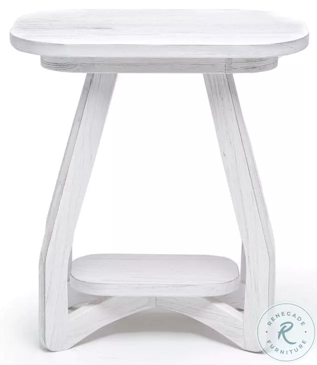 Bay Harbor Distressed White Oval Chairside Table