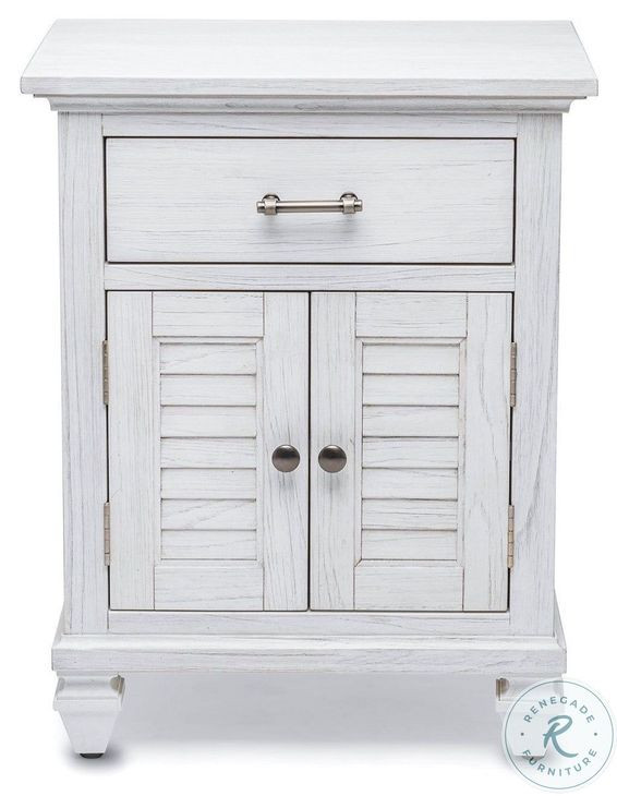 Bay Harbor Distressed White 1 Drawer and 2 Door Nightstand