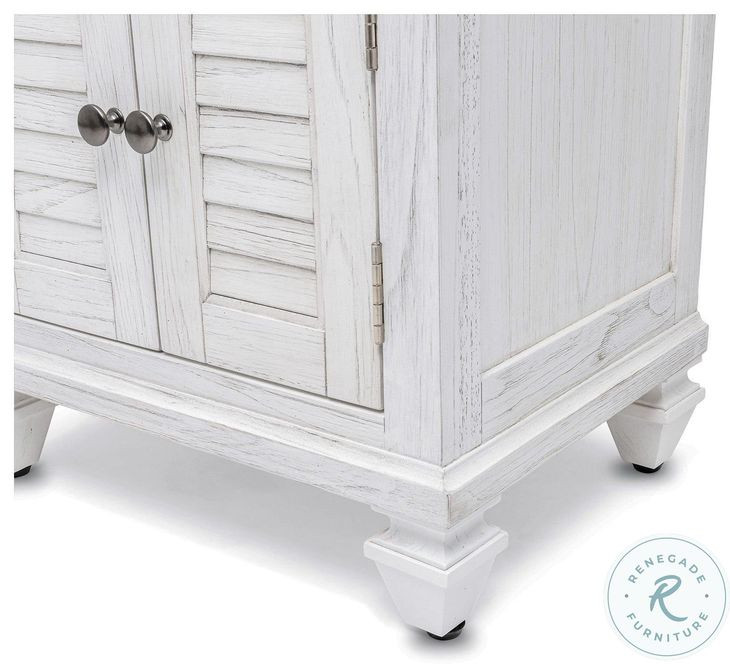 Bay Harbor Distressed White 1 Drawer and 2 Door Nightstand