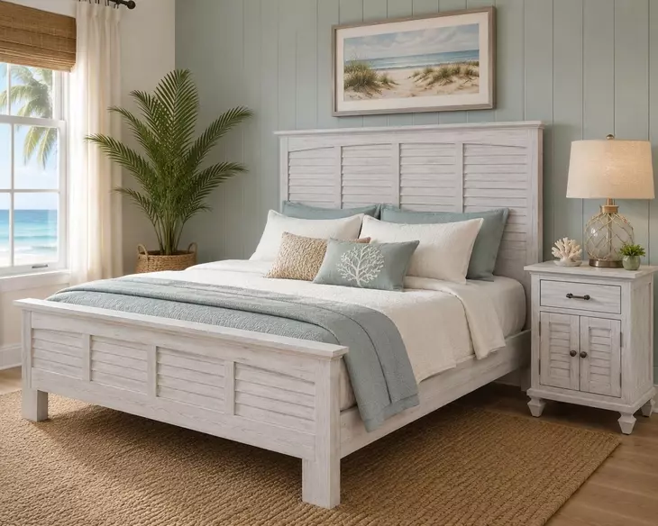 Bay Harbor Distressed White 1 Drawer and 2 Door Nightstand
