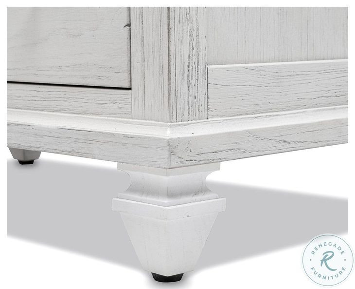 Bay Harbor Distressed White 5 Drawer Chest