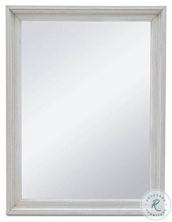 Bay Harbor Distressed White Rectangular Dresser Mirror