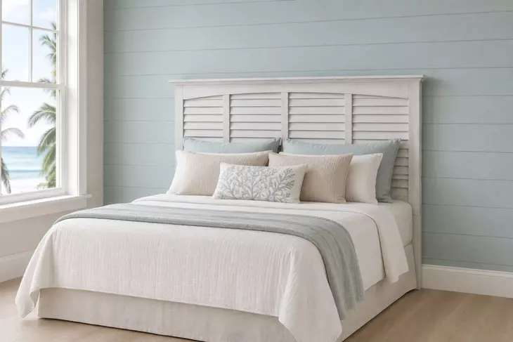 Bay Harbor Distressed White Queen Headboard