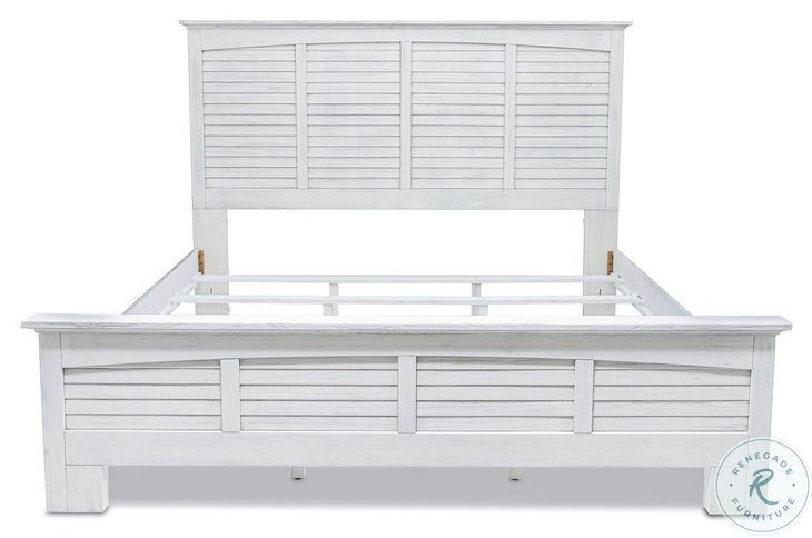 Bay Harbor Distressed White King Panel Bed
