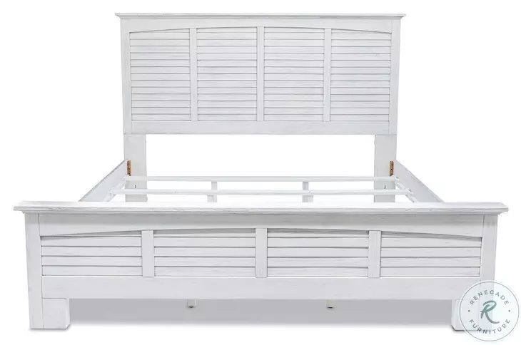 Bay Harbor Distressed White King Panel Bed