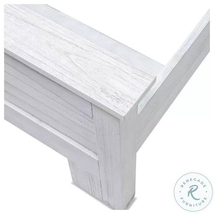 Bay Harbor Distressed White Queen Panel Bed