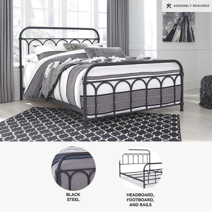 Nashburg Black Queen Metal Slat Bed
