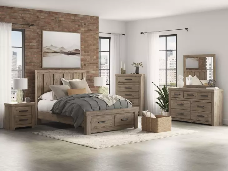 Garistyn Light Brown Storage Panel Bedroom Set