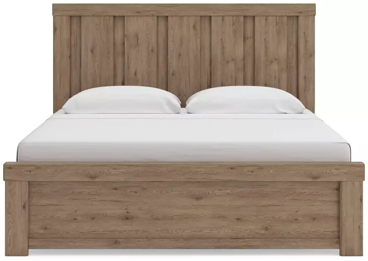 Garistyn Light Brown King Panel Bed