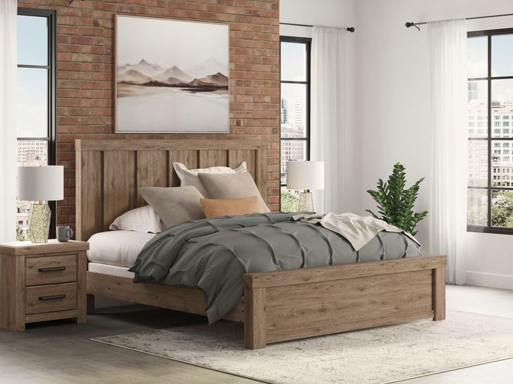 Contoura Light Brown King Panel Bed