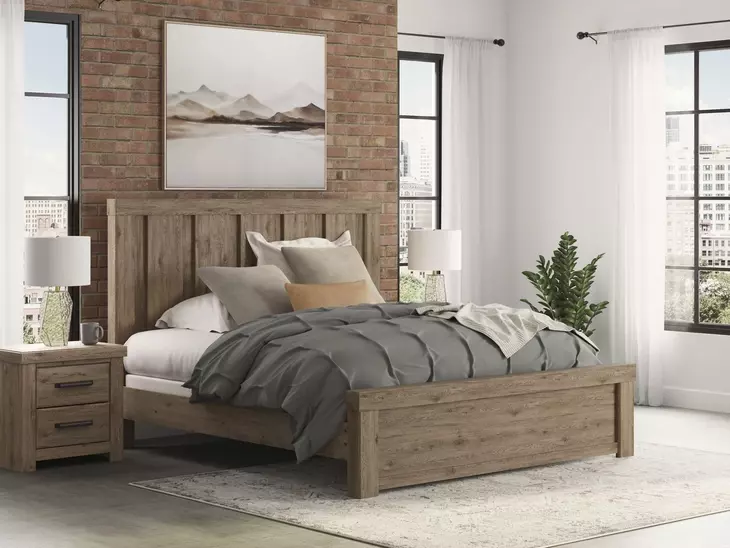 Garistyn Light Brown King Panel Bed