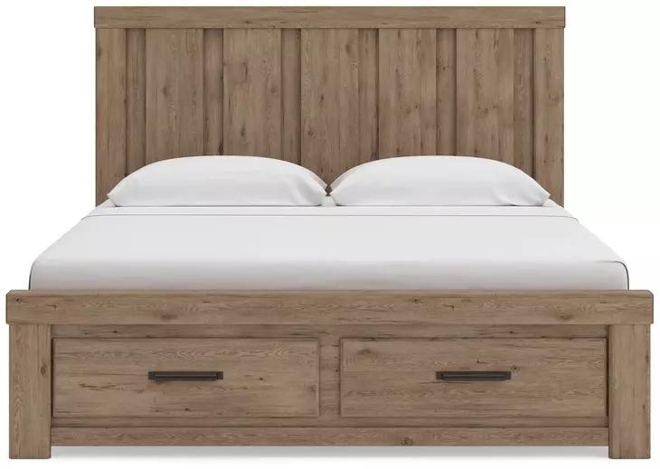 Garistyn Light Brown King Storage Panel Bed