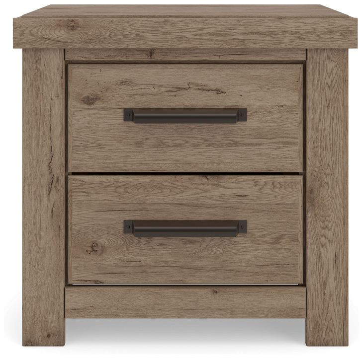 Contoura Light Brown 2 Drawer Nightstand with USB Charging