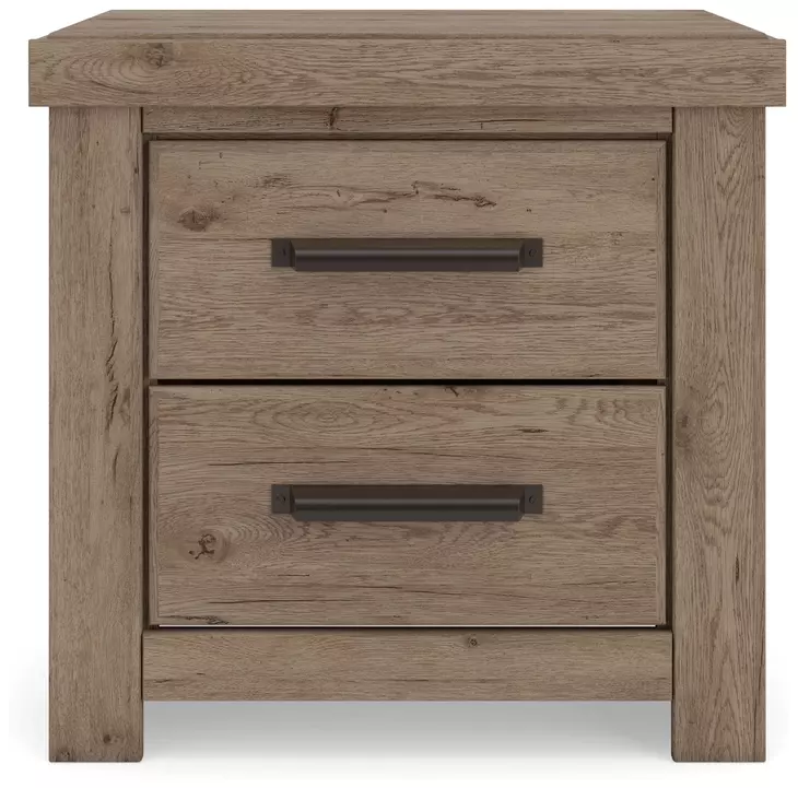 Garistyn Light Brown 2 Drawer Nightstand with USB Charging