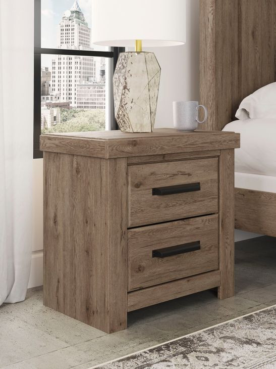 Contoura Light Brown 2 Drawer Nightstand with USB Charging